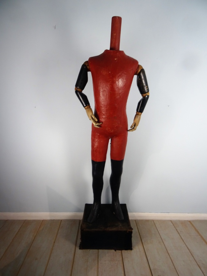 Painted Papier Mache Red and Black Mannequin  (15).JPG